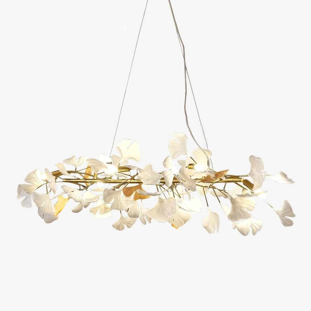 Rirove Pendelleuchte Gingko Keramik Blütenblätter Gold