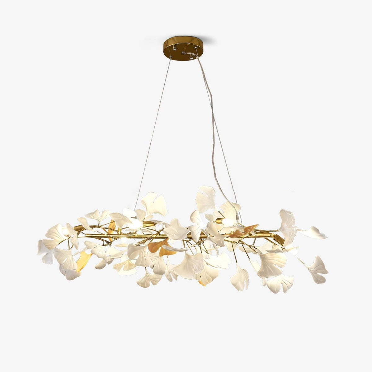 Rirove Pendelleuchte Gingko Keramik Blütenblätter Gold