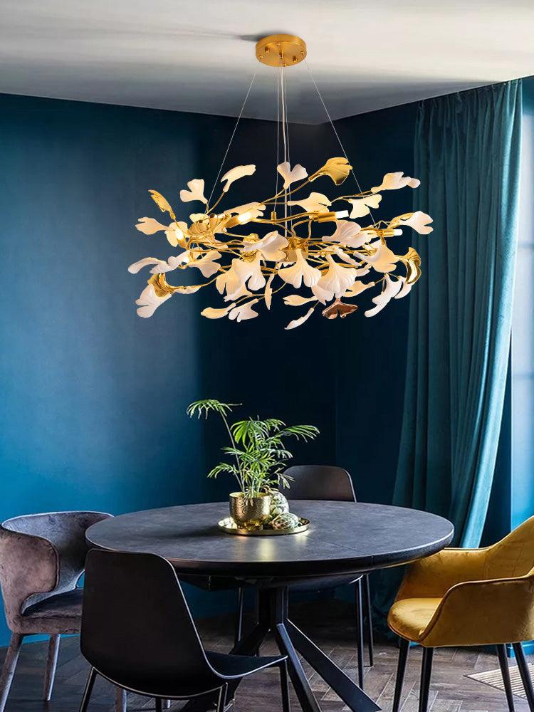 Oden Kronleuchter Ginkgo-Blatt-Keramik-Skulptur