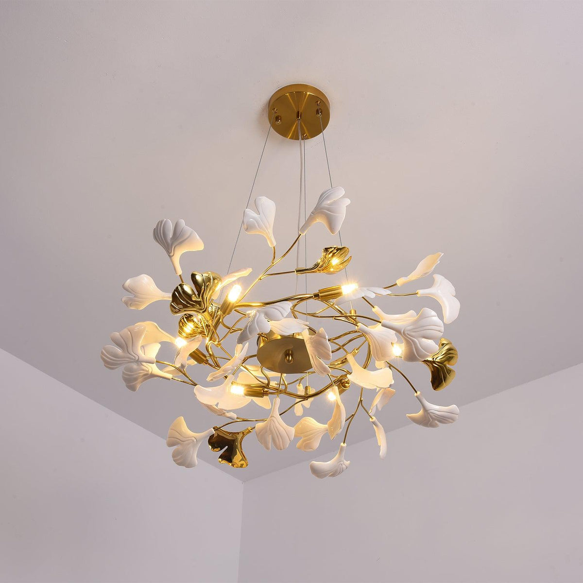 Oden Kronleuchter Ginkgo-Blatt-Keramik-Skulptur
