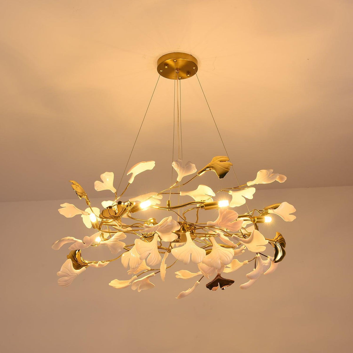 Oden Kronleuchter Ginkgo-Blatt-Keramik-Skulptur