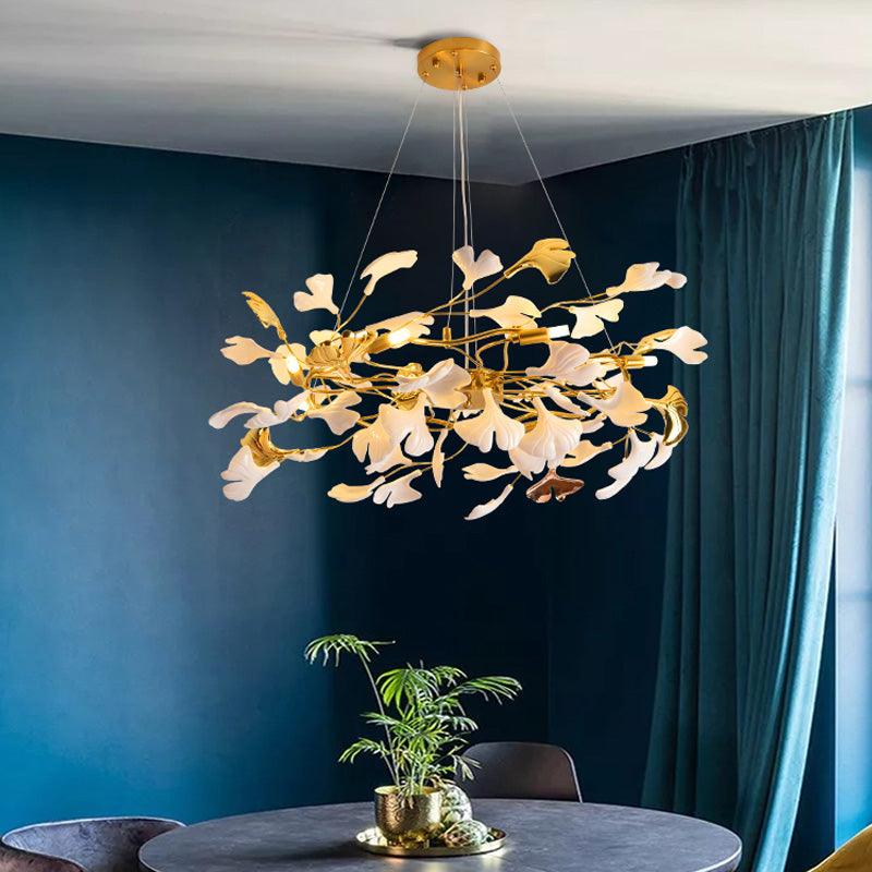 Oden Kronleuchter Ginkgo-Blatt-Keramik-Skulptur
