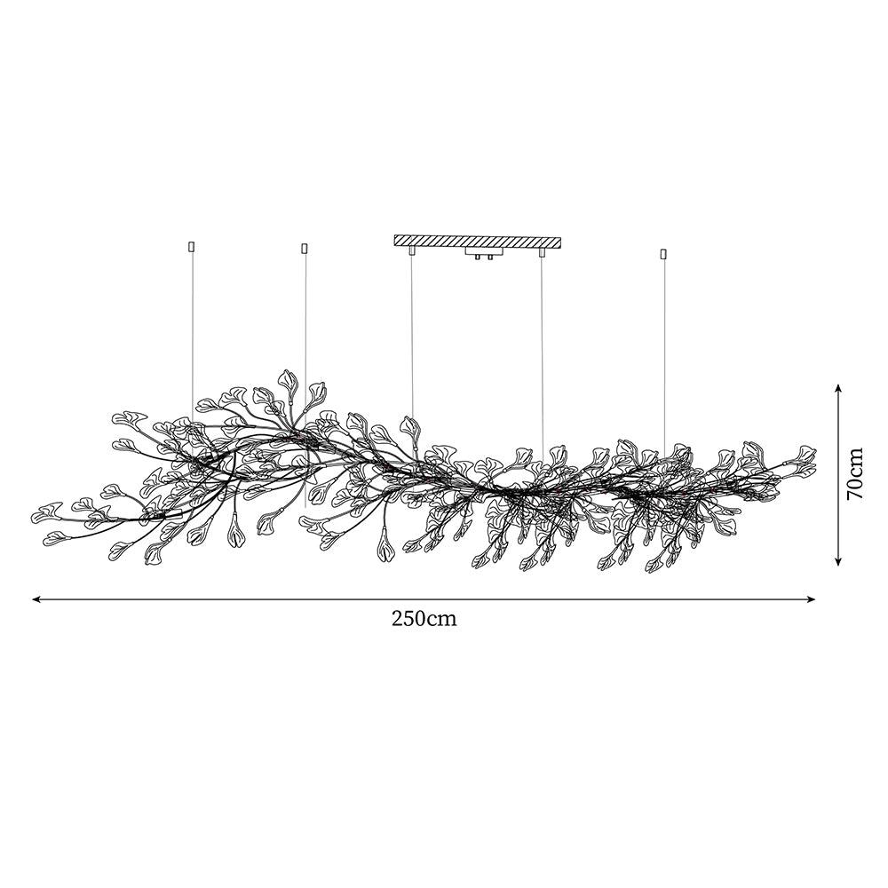 Calix Kronleuchter mit Lampenschirm aus Keramik in Form von Ginkgoblättern, Weiß-Gold, modern