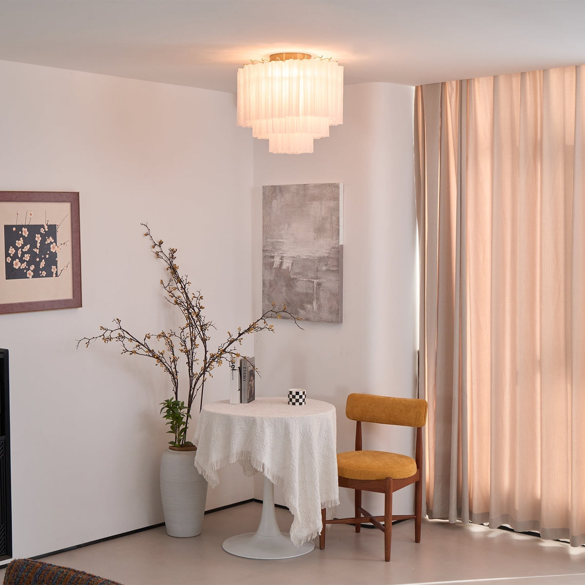 Velelena Deckenleuchte Weiß Muranoglas geschichtet elegant modern
