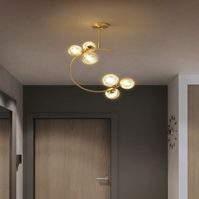 Valentina Moderne LED Deckenleuchte Esszimmer/Arbeitszimmer Gold Glas