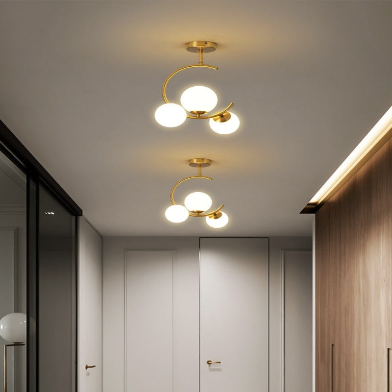 Valentina Moderne LED Deckenleuchte Esszimmer/Arbeitszimmer Gold Glas