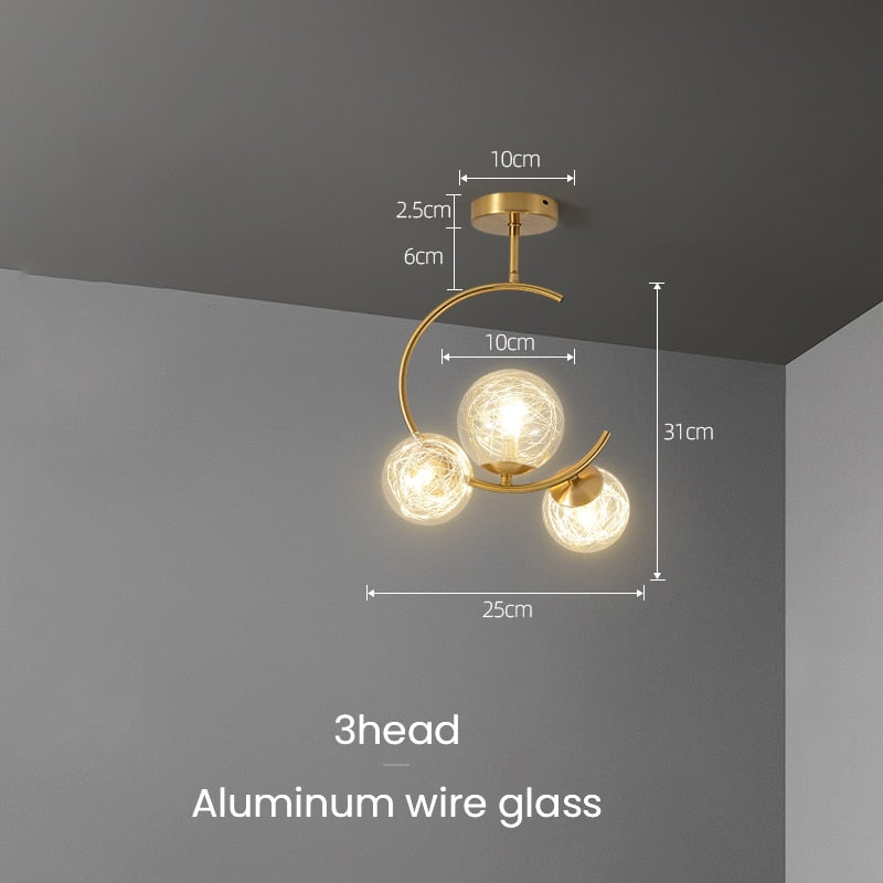 Valentina Moderne LED Deckenleuchte Esszimmer/Arbeitszimmer Gold Glas