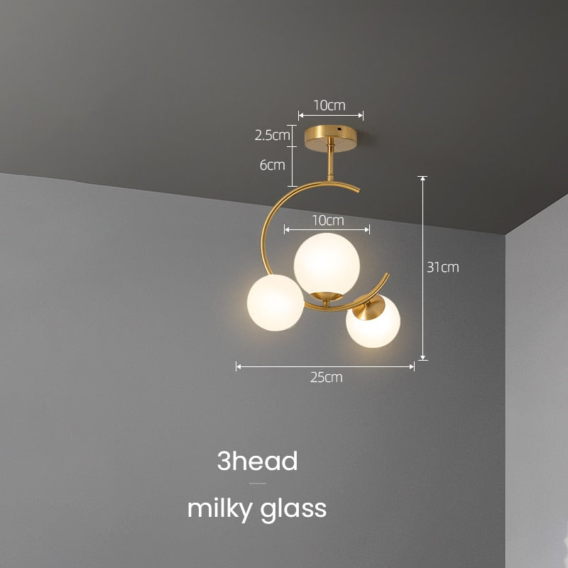 Valentina Moderne LED Deckenleuchte Esszimmer/Arbeitszimmer Gold Glas