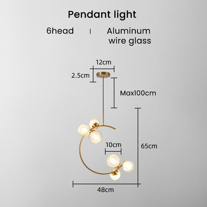 Valentina Moderne LED Deckenleuchte Esszimmer/Arbeitszimmer Gold Glas