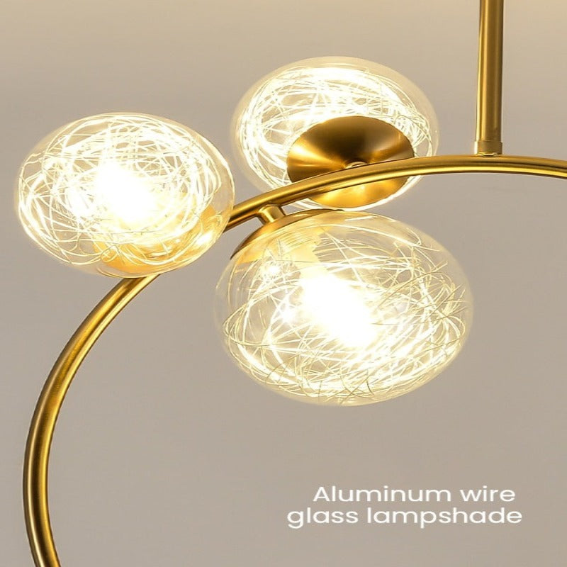Valentina Moderne LED Deckenleuchte Esszimmer/Arbeitszimmer Gold Glas