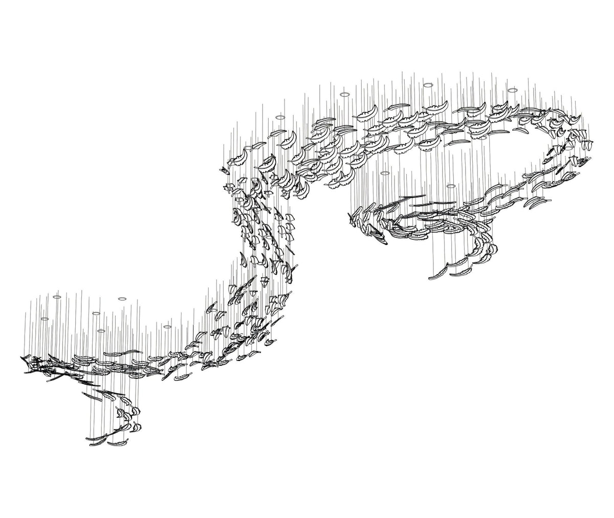 Aetherial Kronleuchter aus Glas mit Blattmotiv