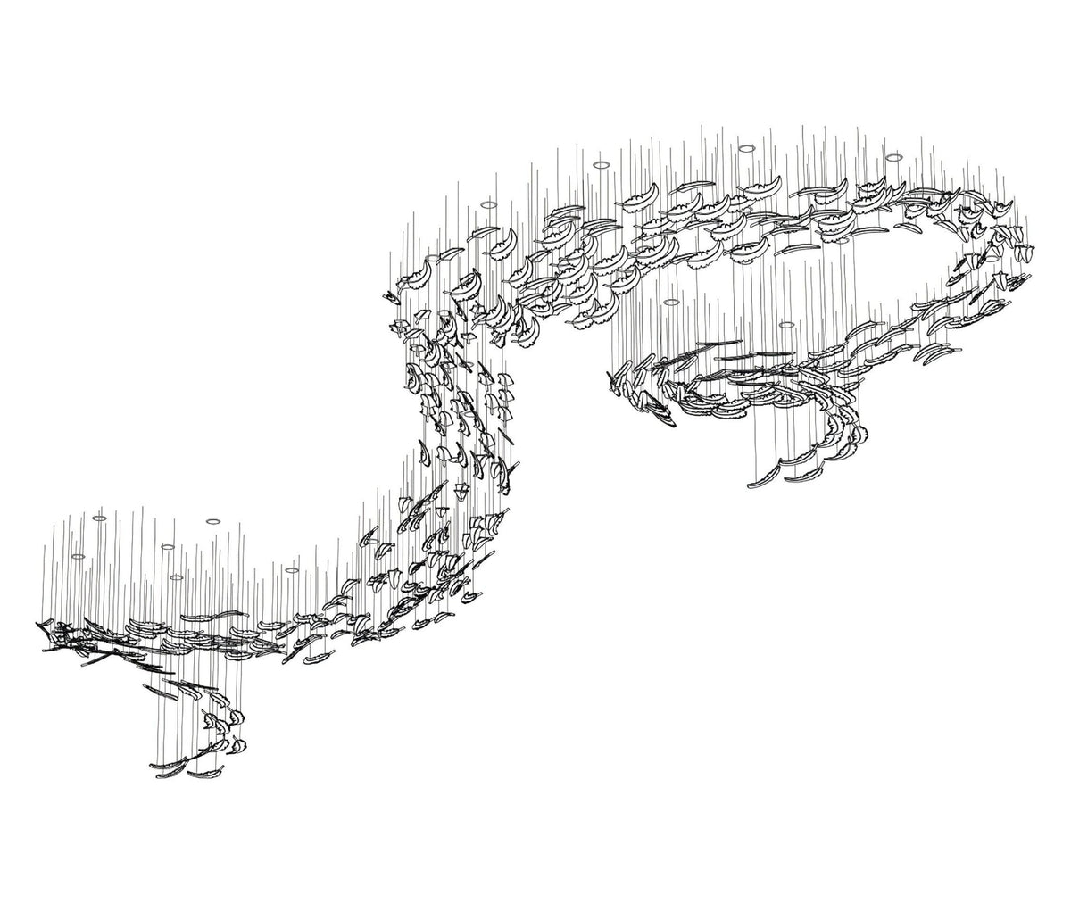 Aetherial Kronleuchter aus Glas mit Blattmotiv