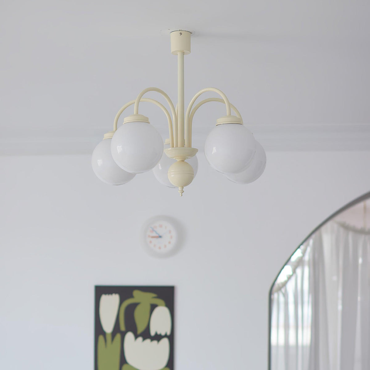 Velaora Kronleuchter Kugeln aus cremefarbenem Glas
