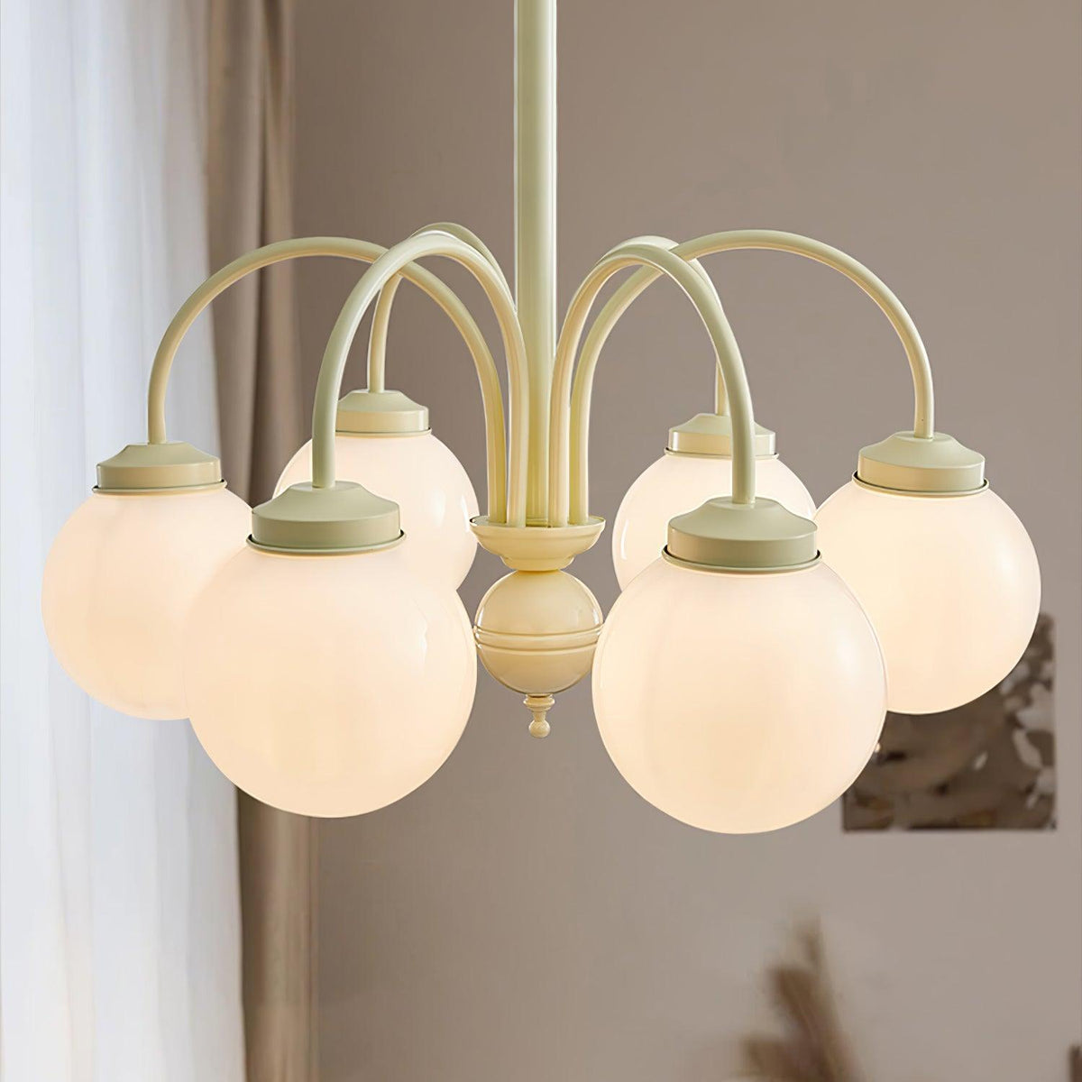 Velaora Kronleuchter Kugeln aus cremefarbenem Glas