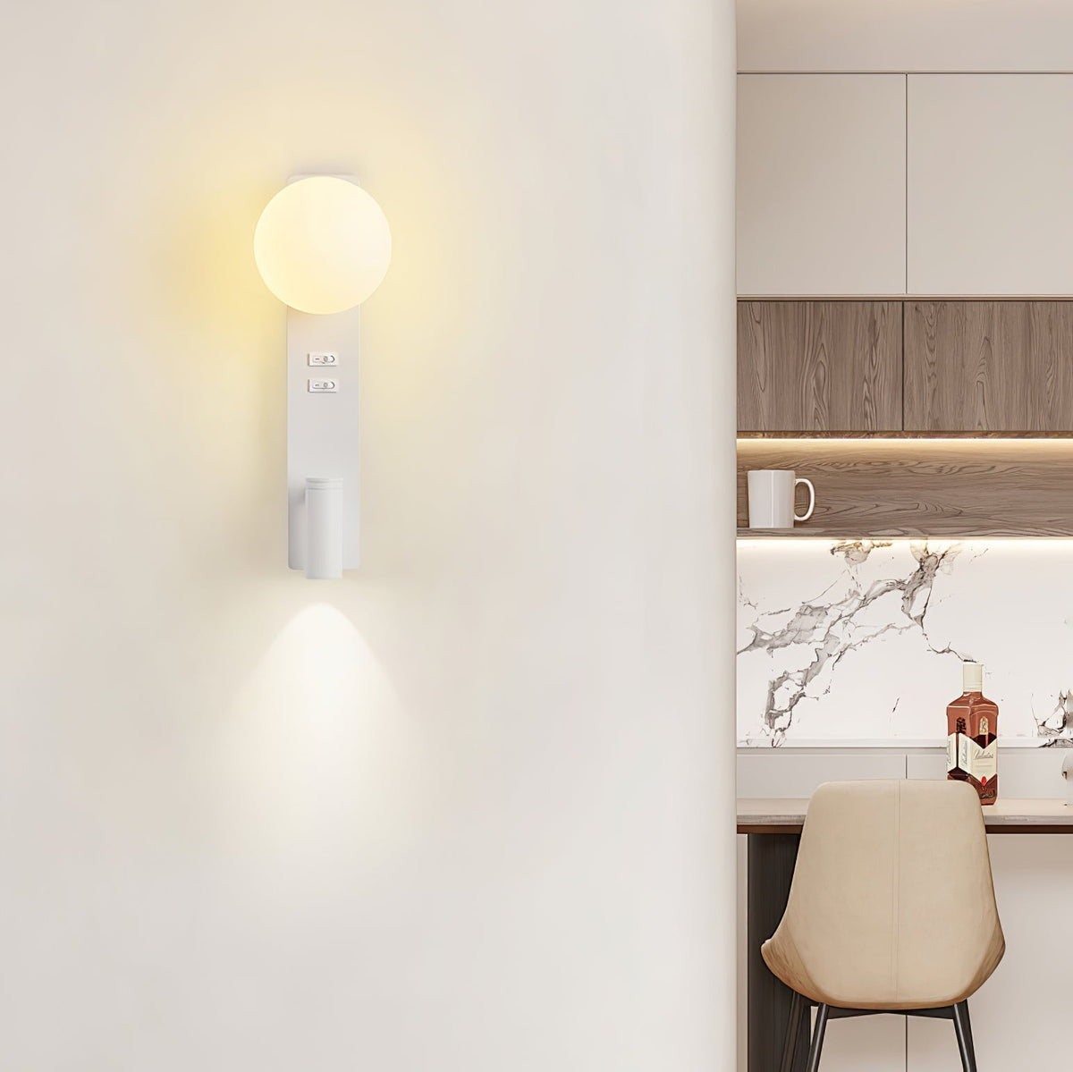 Thalior zeitgenössische minimalistische schlanke Glas-Wandleuchte