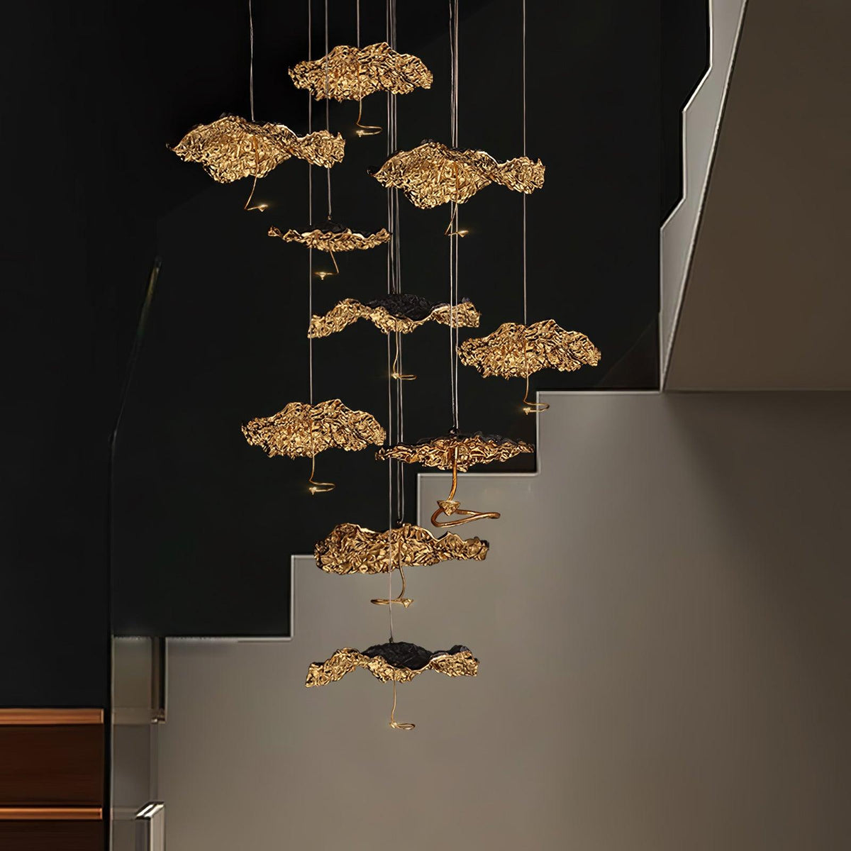 Aureate Cloud Messing Cluster Kronleuchter