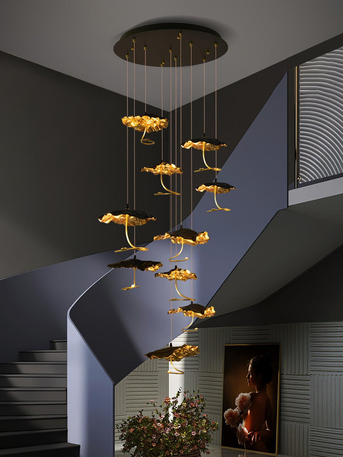 Aureate Cloud Messing Cluster Kronleuchter