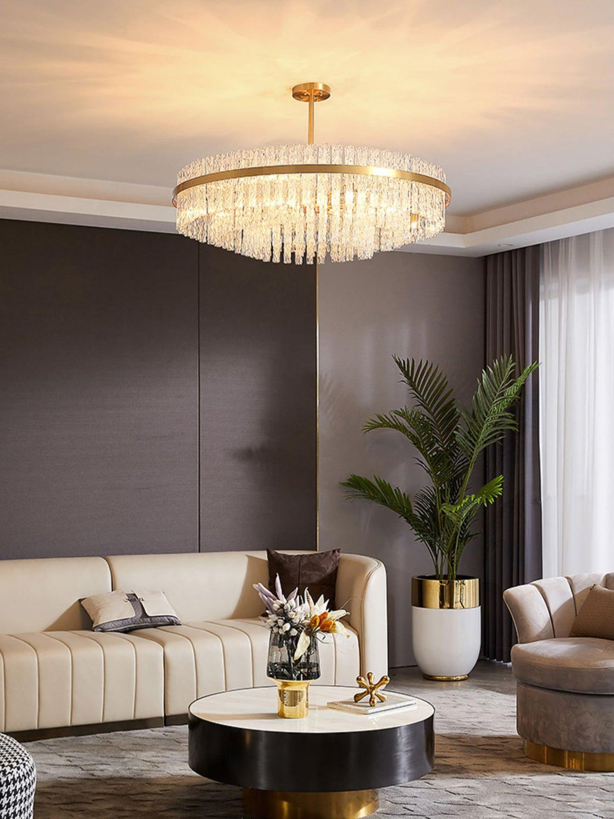 Solivian Kronleuchter Gold Transparente Stange Elegant