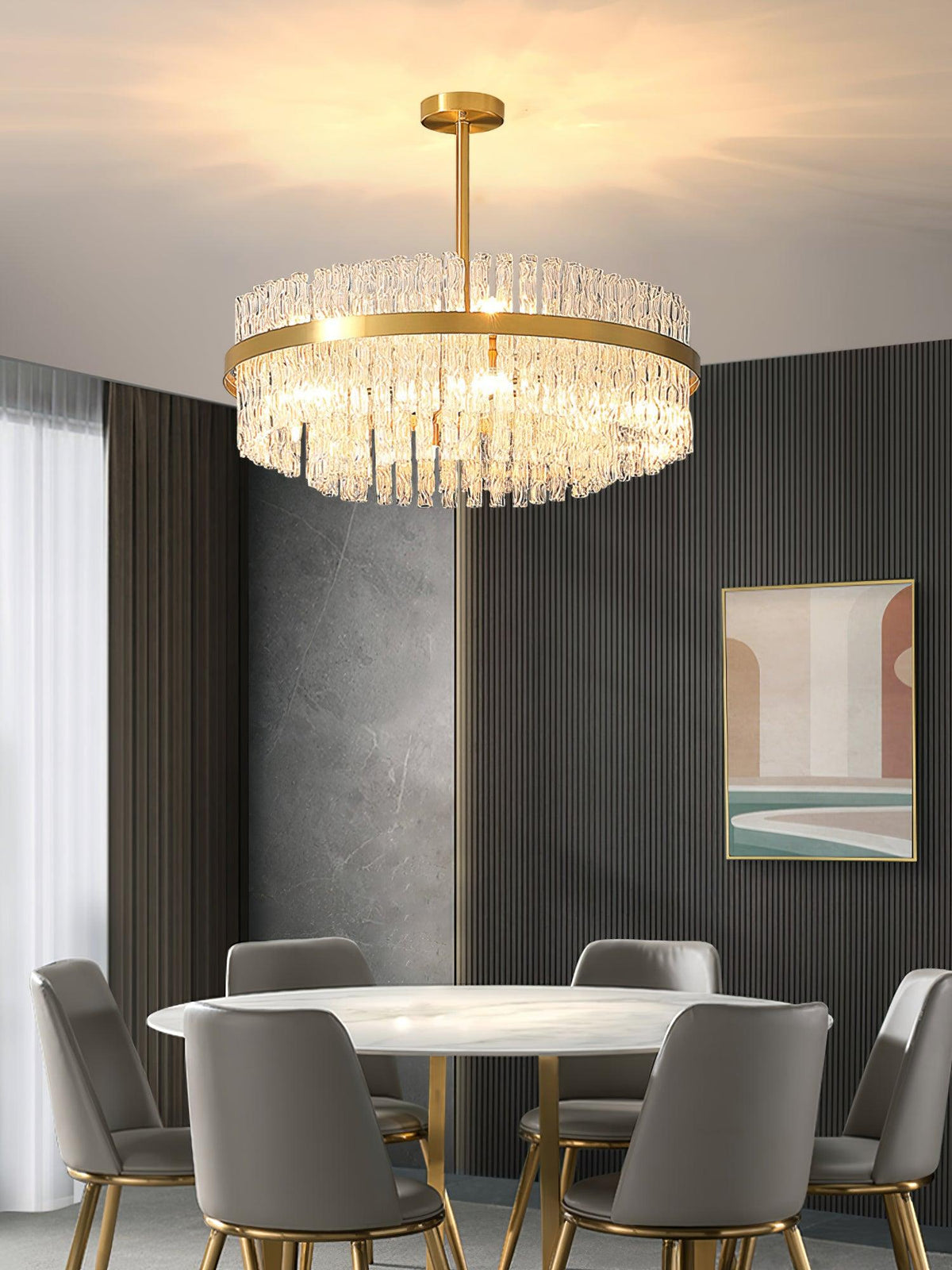 Solivian Kronleuchter Gold Transparente Stange Elegant