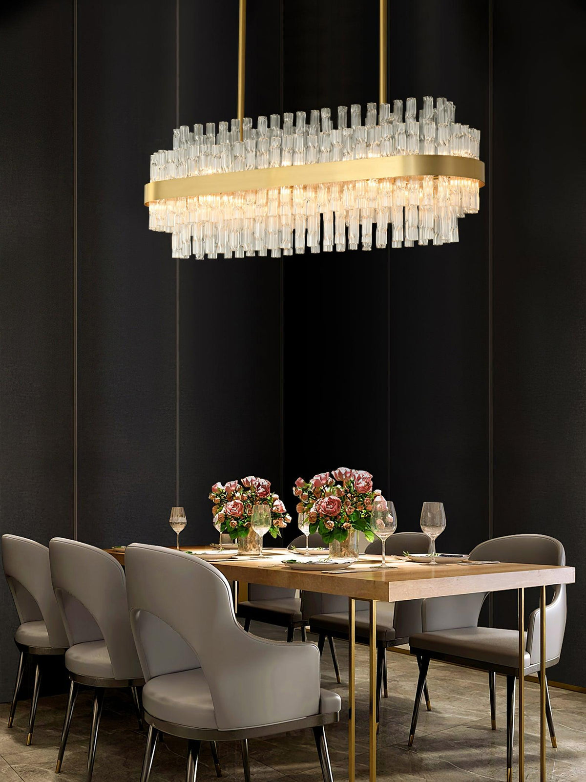 Solivian Kronleuchter Gold Transparente Stange Elegant