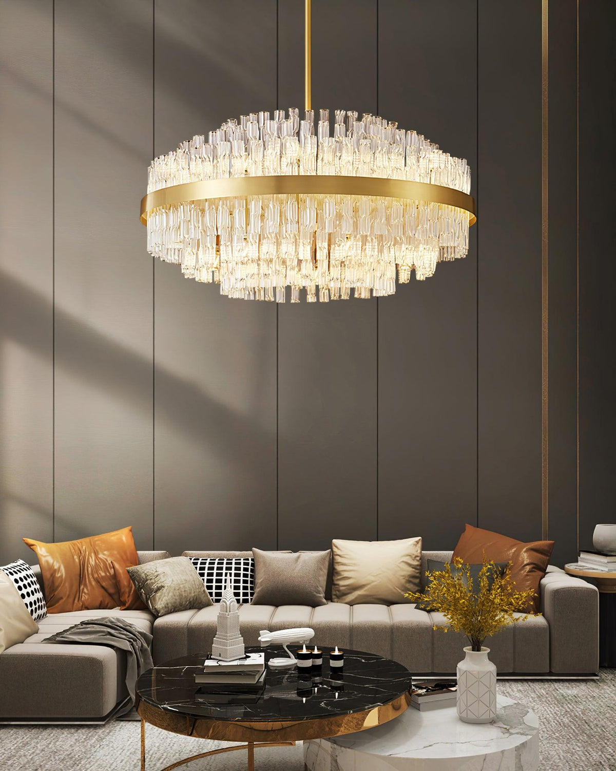 Solivian Kronleuchter Gold Transparente Stange Elegant