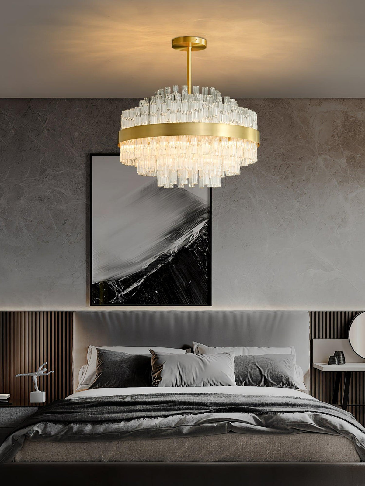 Solivian Kronleuchter Gold Transparente Stange Elegant