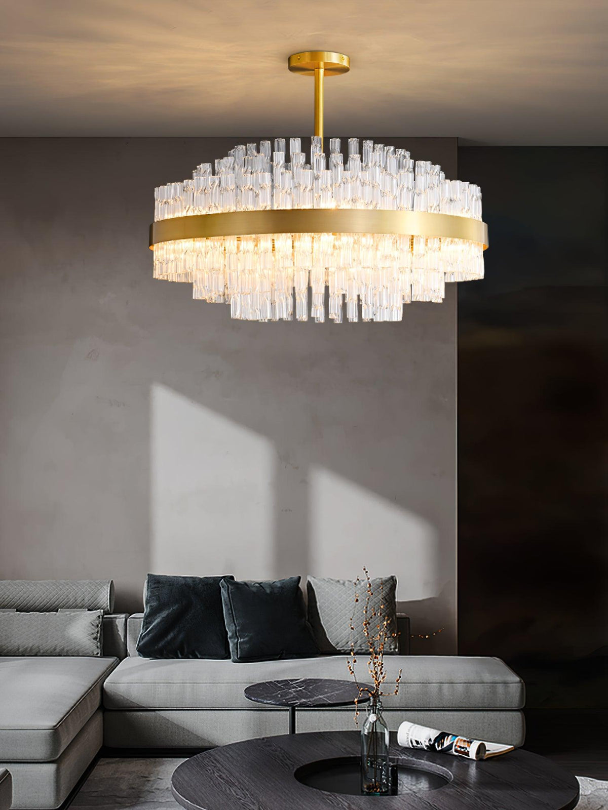 Solivian Kronleuchter Gold Transparente Stange Elegant