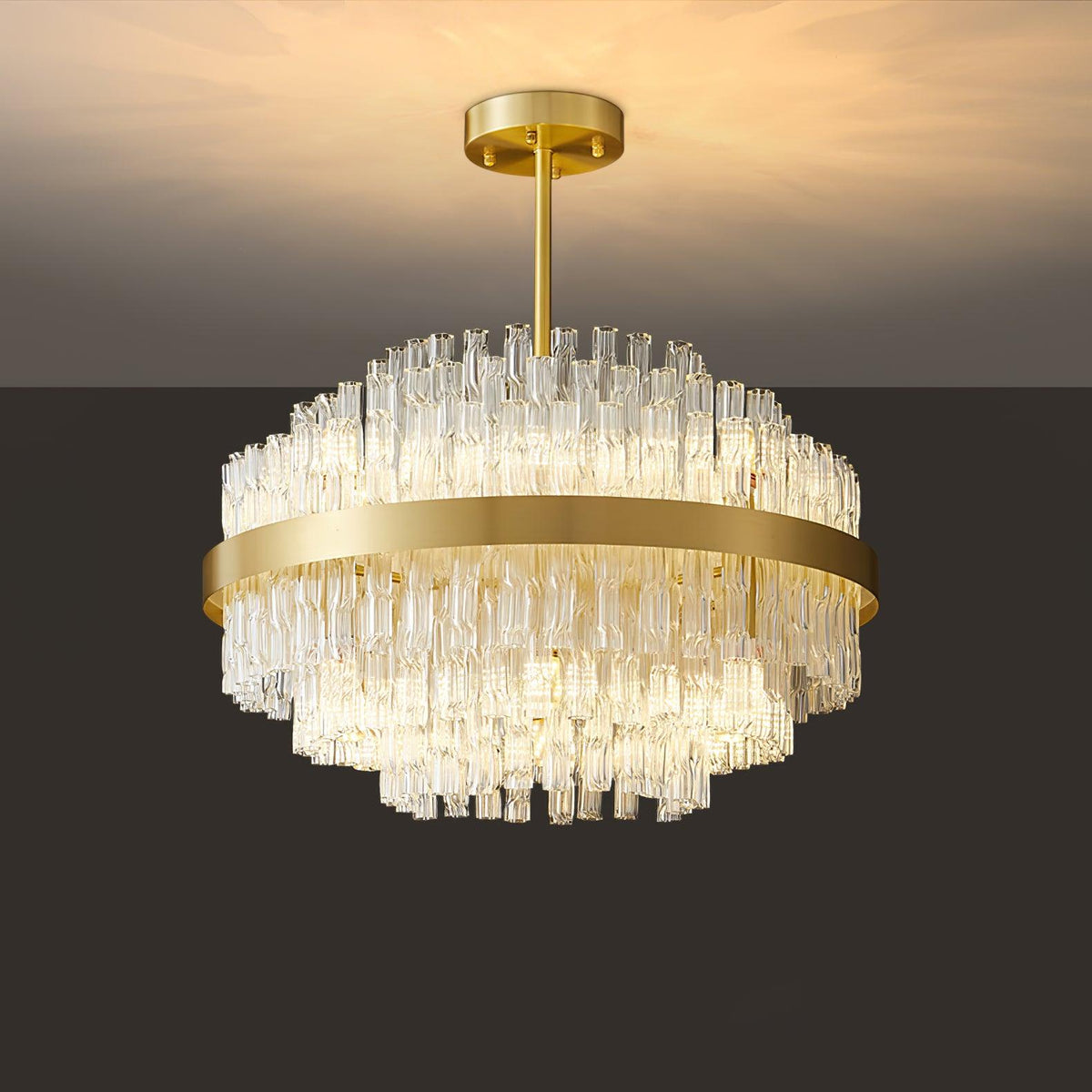 Solivian Kronleuchter Gold Transparente Stange Elegant