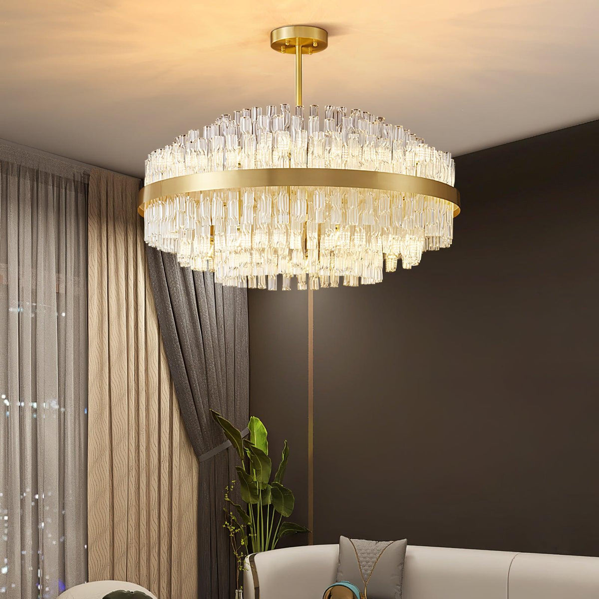 Solivian Kronleuchter Gold Transparente Stange Elegant