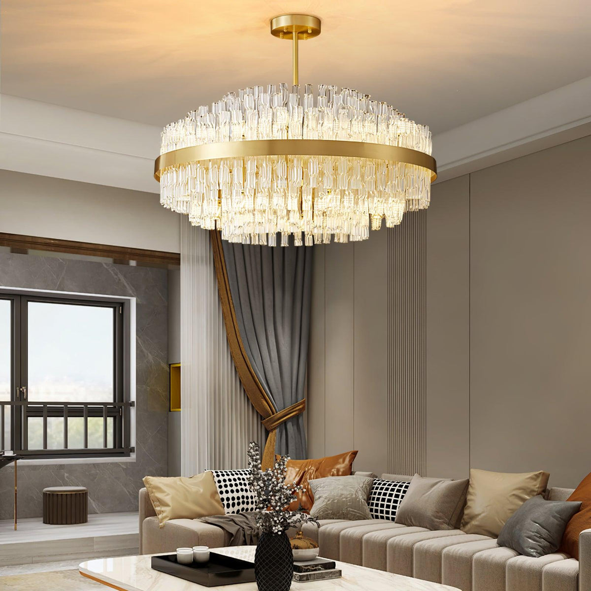 Solivian Kronleuchter Gold Transparente Stange Elegant