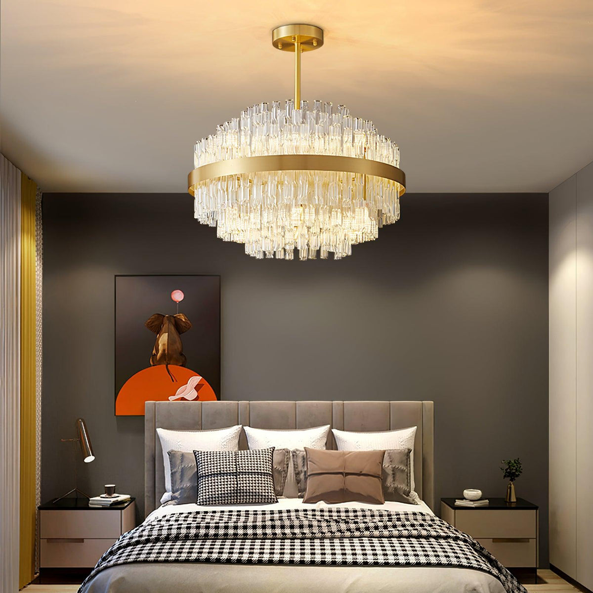 Solivian Kronleuchter Gold Transparente Stange Elegant
