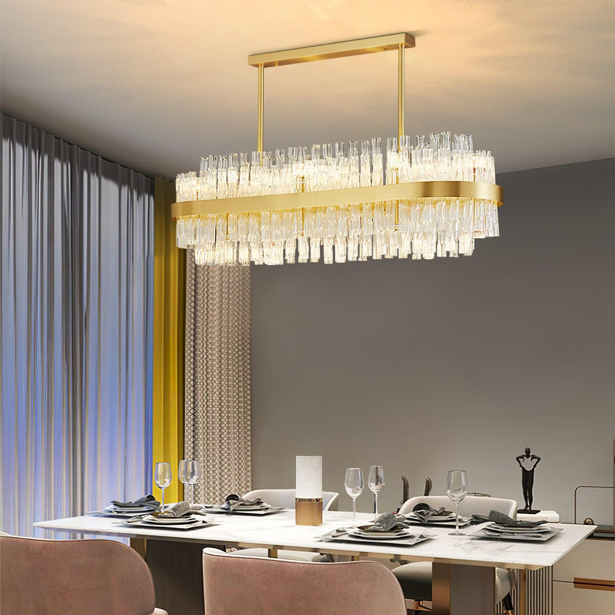 Solivian Kronleuchter Gold Transparente Stange Elegant