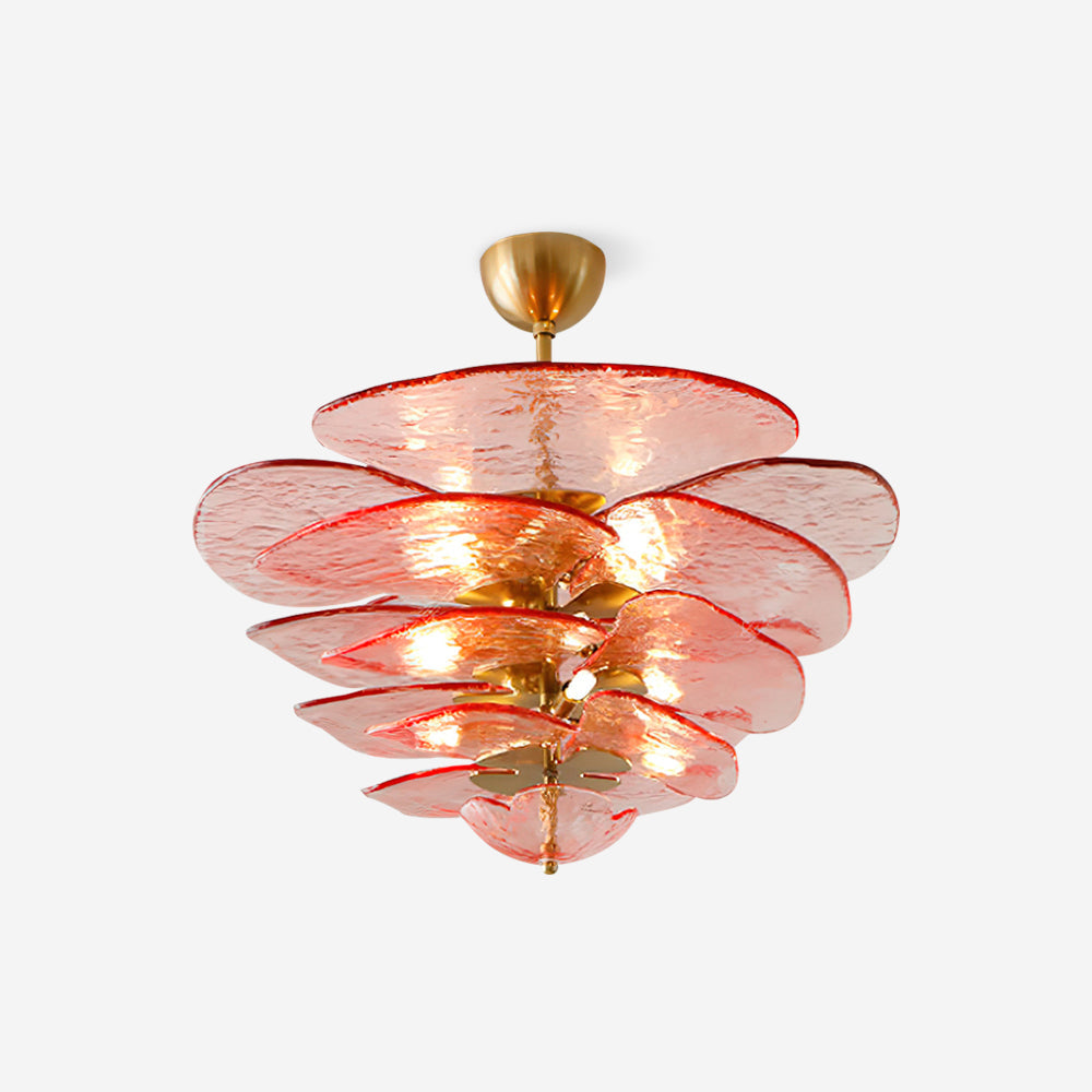 Crivs Kronleuchter Gold Murano-Glas-Blüten-Lagen Luxus