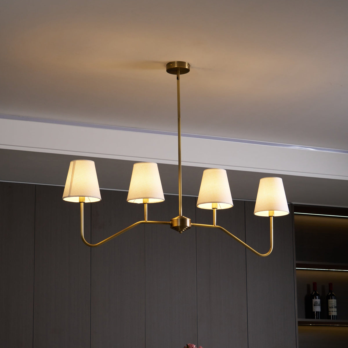 Oriinissa Kronleuchter Messing gebogen Beige linear