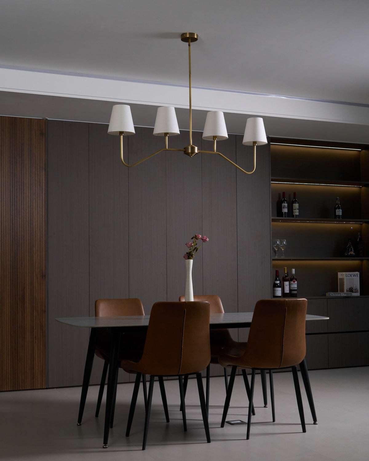 Oriinissa Kronleuchter Messing gebogen Beige linear