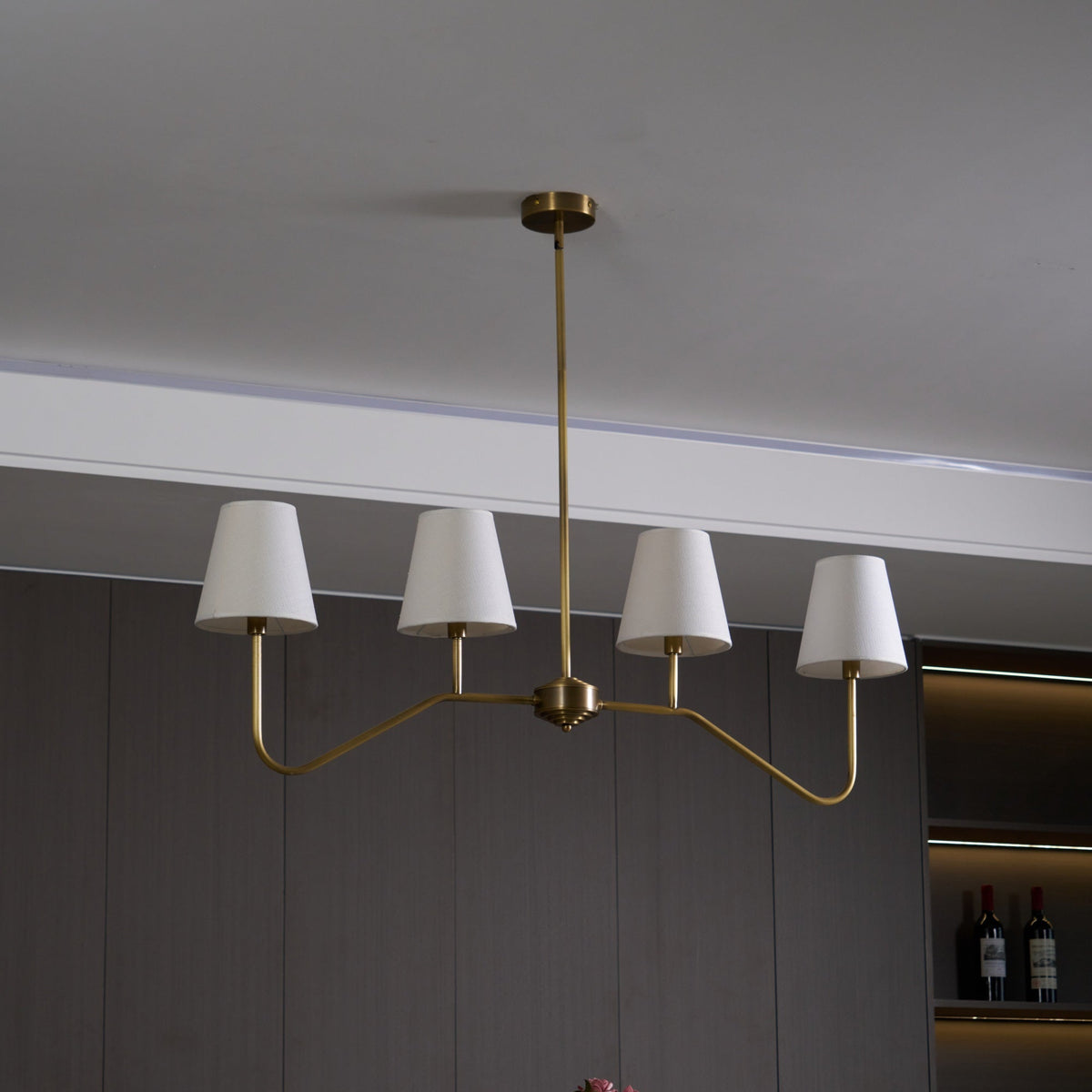 Oriinissa Kronleuchter Messing gebogen Beige linear