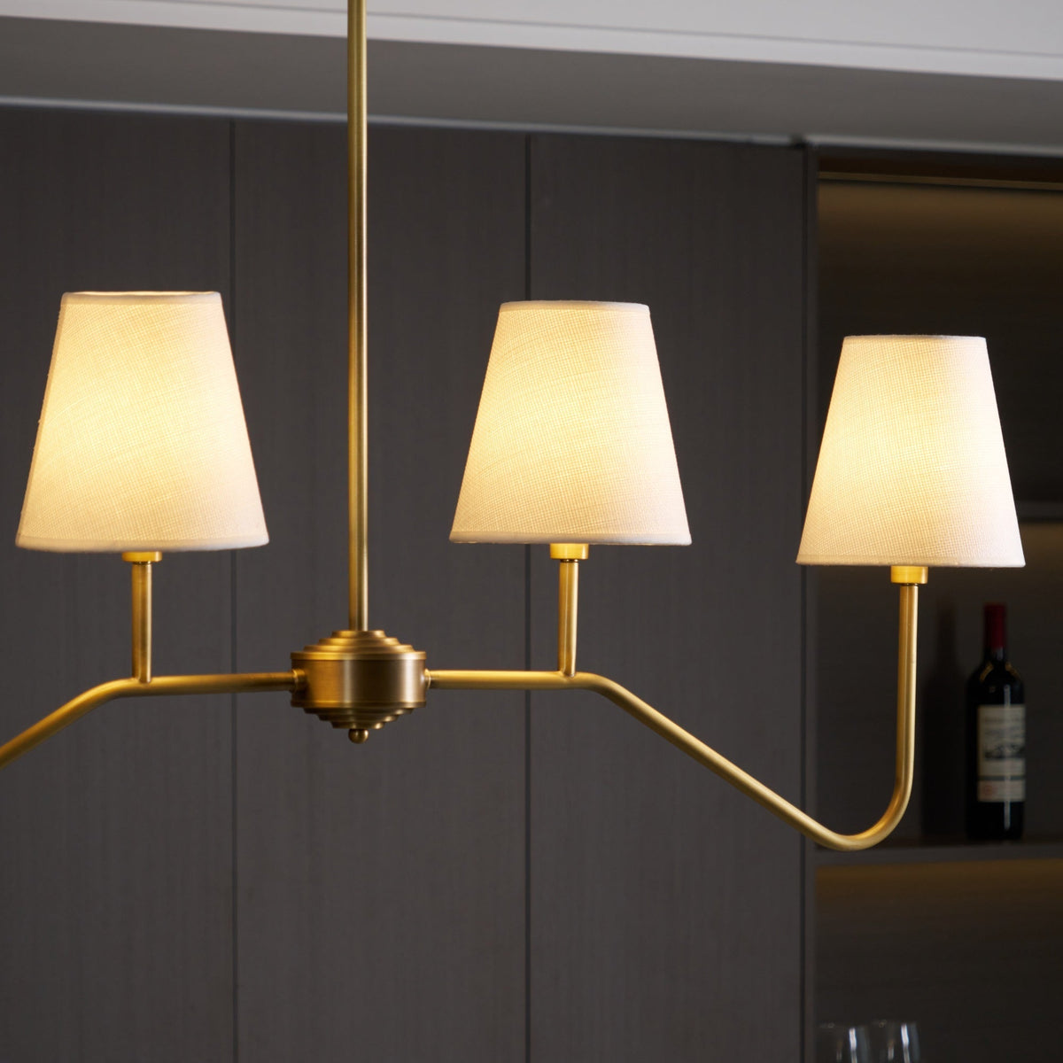 Oriinissa Kronleuchter Messing gebogen Beige linear