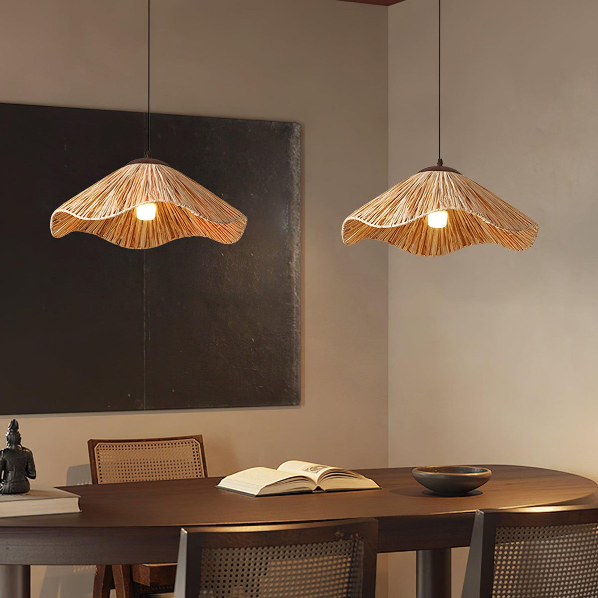 Falinor Pendelleuchte aus Stroh im Boho-Stil