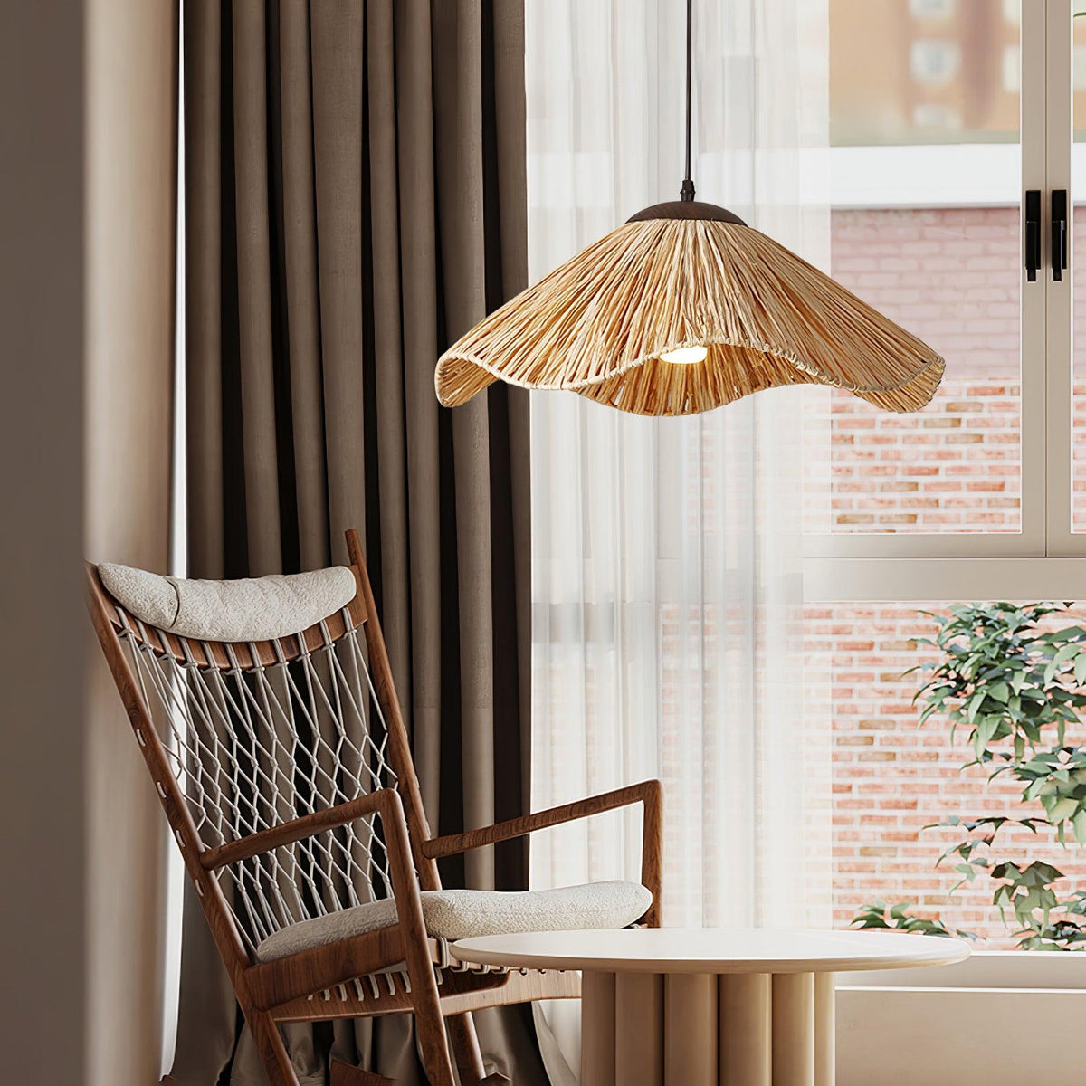 Falinor Pendelleuchte aus Stroh im Boho-Stil