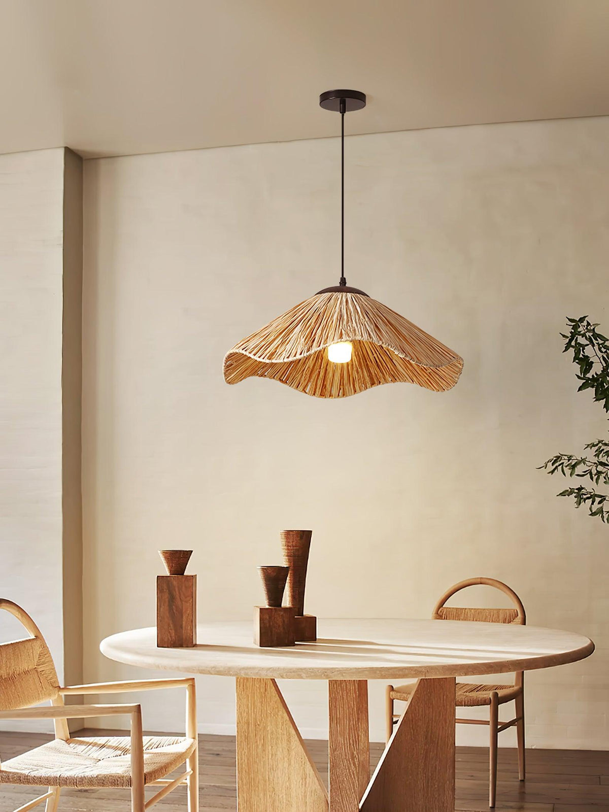 Falinor Pendelleuchte aus Stroh im Boho-Stil