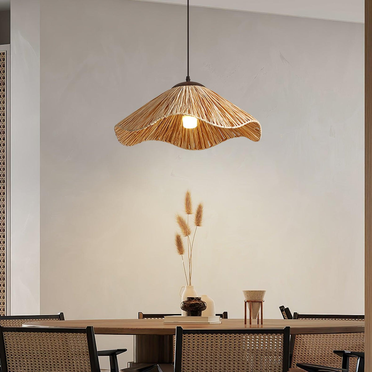 Falinor Pendelleuchte aus Stroh im Boho-Stil