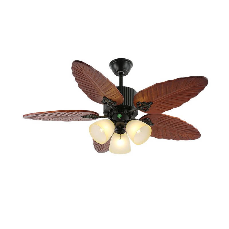 Syleelle Tropical Holz Glas Deckenventilator mit Beleuchtung