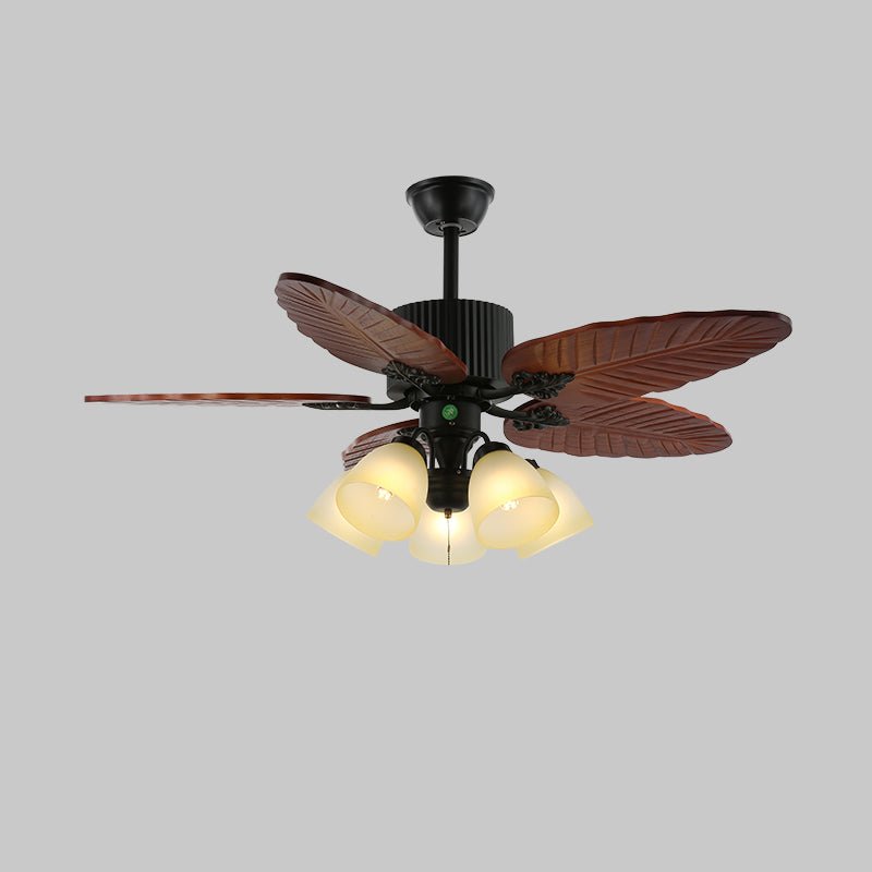 Syleelle Tropical Holz Glas Deckenventilator mit Beleuchtung