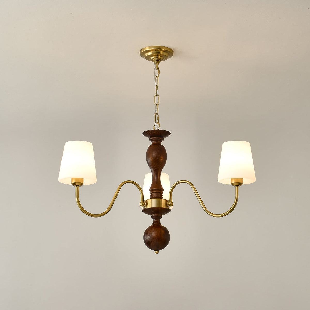 Vivena Kronleuchter Messing Holz Rustikaler Vintage-Stil