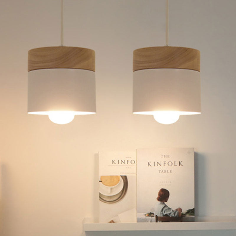 Aria Pendelleuchte Arisha Zylinder LED Grau/Weiß/Gelb/Grün Wohnzimmer Holz