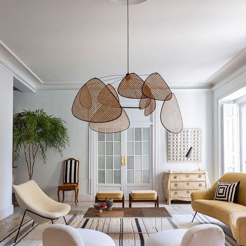 Ritta Leaf Grid Rural Handmade Rattan Pendelleuchte