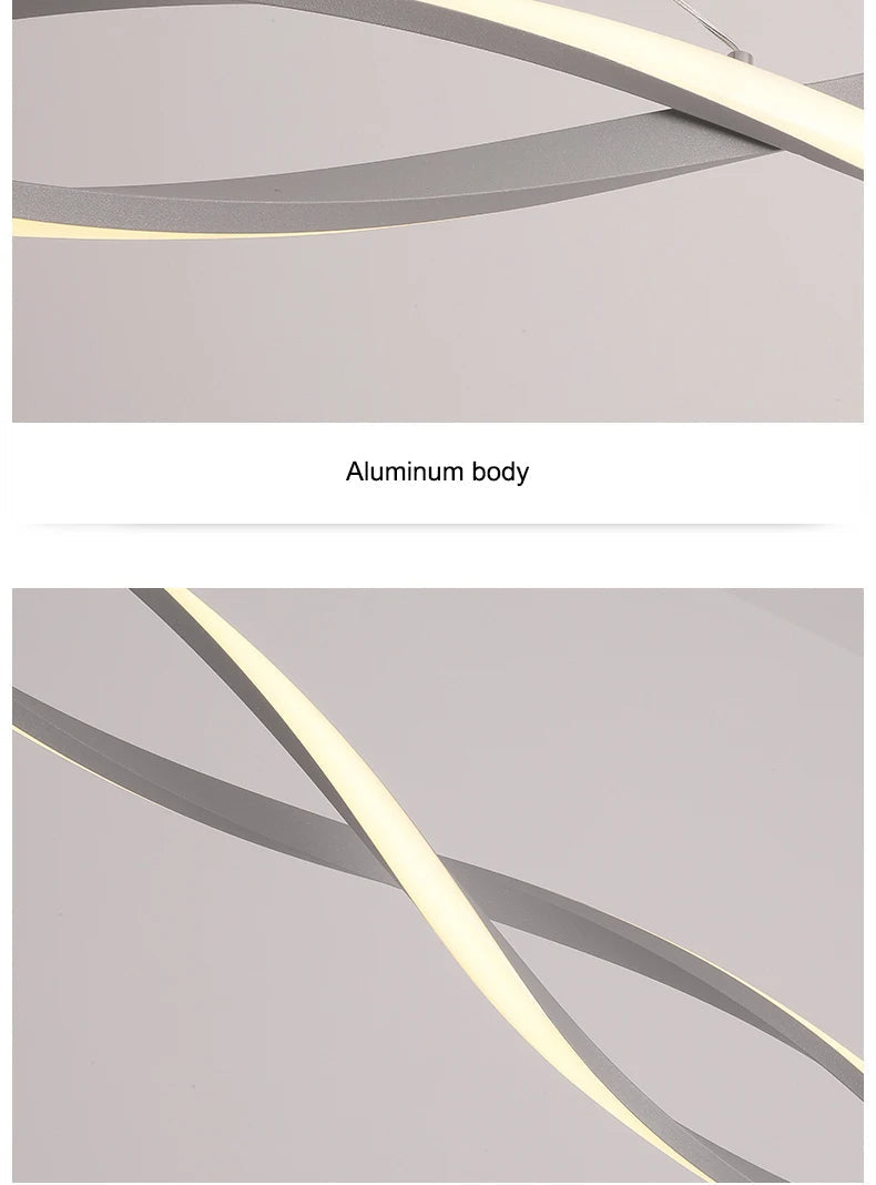 Arisha Modern Doppelte Welle LED Pendelleuchte Schwarz/Grau Ess/Wohn/Schlafzimmer Aluminium&Acrly