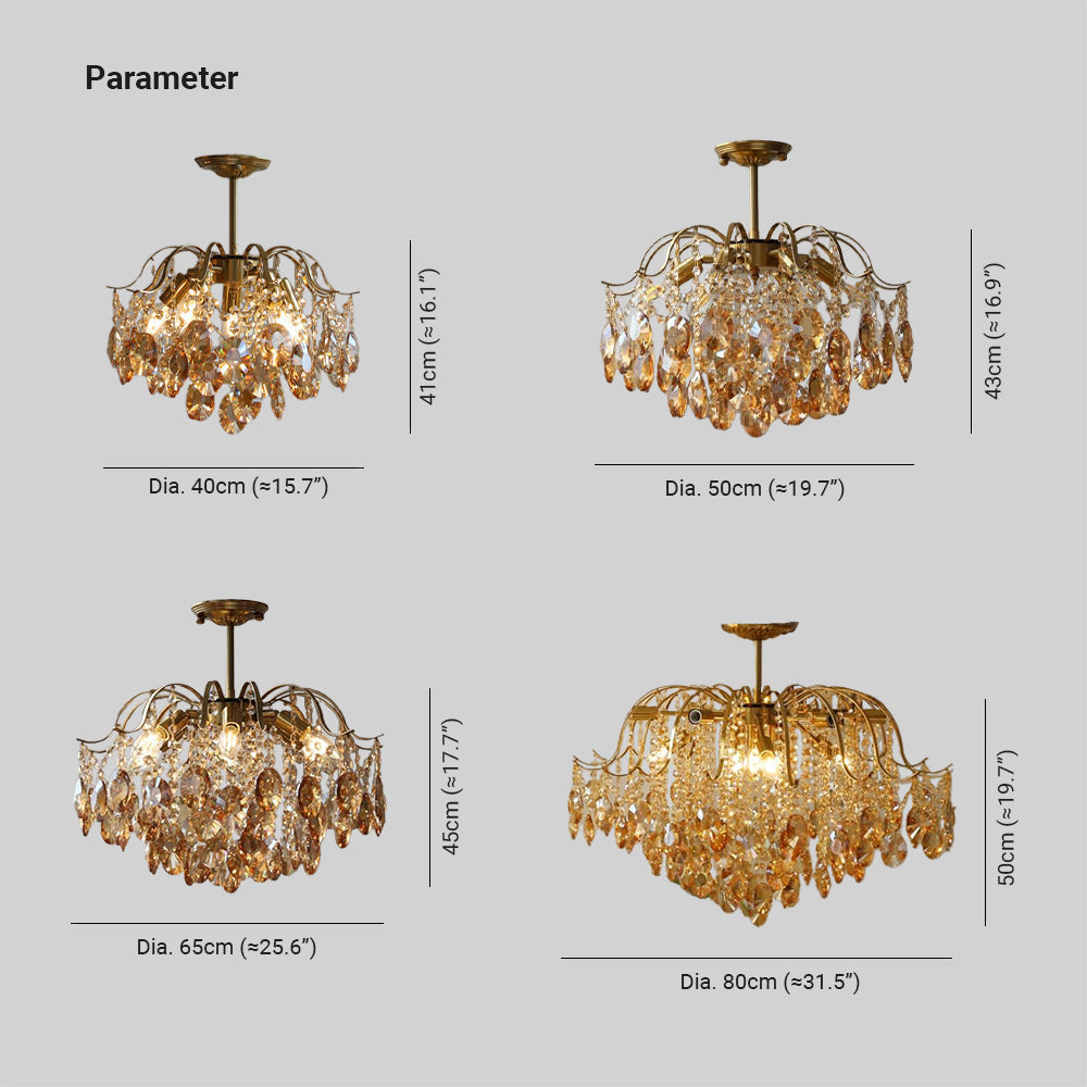 Kristy Retro Kristall Kronleuchter Glas Metall Wohnzimmer