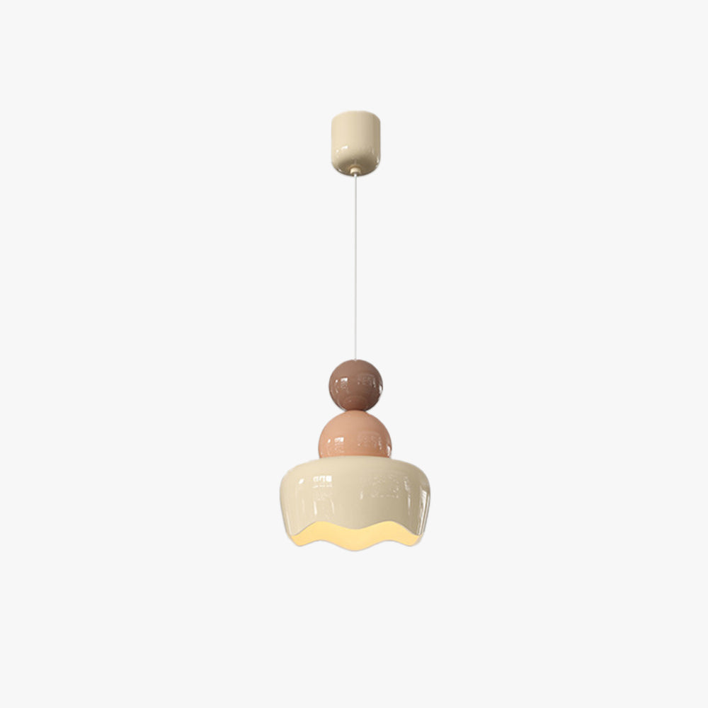 Valentina Design LED Pendelleuchte Creme Harz Schlaf/Wohnzimmer