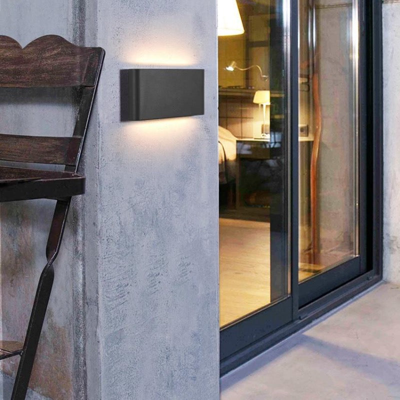 Ray Modern Wasserdichte LED Wandleuchte Rechteckig Innen/Außen Weiß/Schwarz Metall